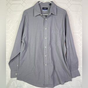 Chaps Gray Dress Shirt Classic and Refined Wrinkle Free Long Sleeve Size 16.5